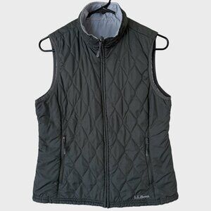 L.L. Bean Lightweight Reversible Quilted Vest Gray Women's Small Outdoors Hiking